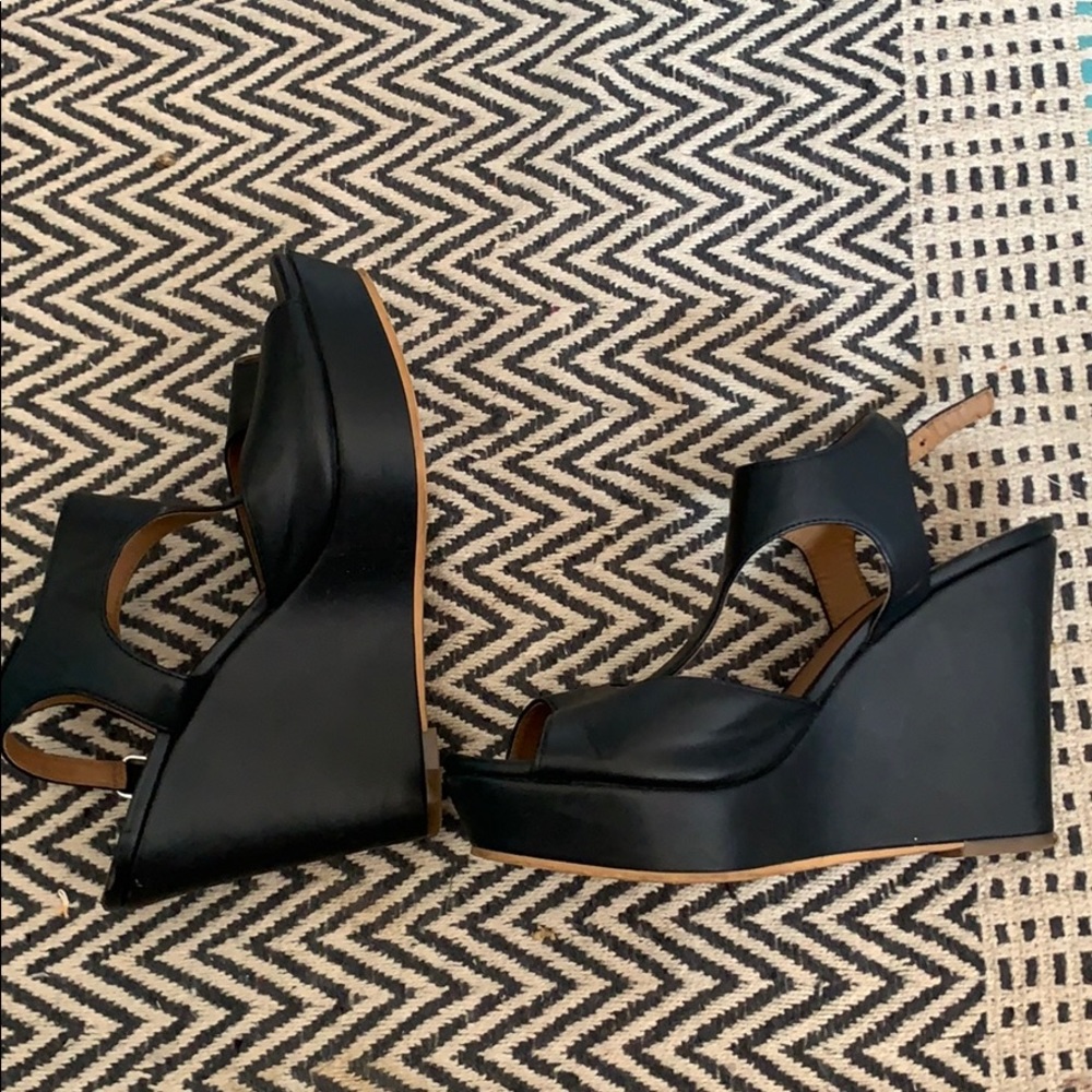 BP Black leather wedges